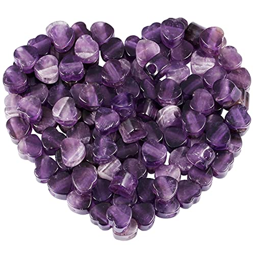 KYEYGWO 20Pcs Herz Großes Loch Lose Perlen, Polierte Steinperlen Energy Kristall-Perlen Herzförmige Edelstein Schmuckperlen für Perlenweben Heilkraft Schmuckherstellung DIY Design Violett KYEYGWO 20Pcs Herz Großes Loch Lose Perlen, Polierte Steinperlen Energy Kristall-Perlen Herzförmige Edelstein Schmuckperlen für Perlenweben Heilkraft Schmuckherstellung DIY Design Violett von KYEYGWO