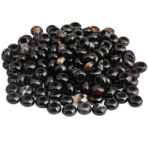 KYEYGWO 20Pcs Großes Loch Lose Perlen für die Schmuckherstellung - Rondelle Polierte Steinperlen und Charms Fit European Snake Chain Armband - großer Satz Schmuckperlen, Schwarzer Streifen-Achat KYEYGWO 20Pcs Großes Loch Lose Perlen für die Schmuckherstellung - Rondelle Polierte Steinperlen und Charms Fit European Snake Chain Armband - großer Satz Schmuckperlen, Schwarzer Streifen-Achat von KYEYGWO