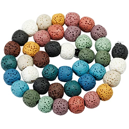 KYEYGWO 8 mm Runde Lavastein Perlen Strang für die Schmuckherstellung, Vulkangestein Lose-Perlen Halbedelsteine-Perlen Schmuck-Accessoires für DIY Design, Armband und Parfüm-Diffusor, Bunt KYEYGWO 8 mm Runde Lavastein Perlen Strang für die Schmuckherstellung, Vulkangestein Lose-Perlen Halbedelsteine-Perlen Schmuck-Accessoires für DIY Design, Armband und Parfüm-Diffusor, Bunt von KYEYGWO