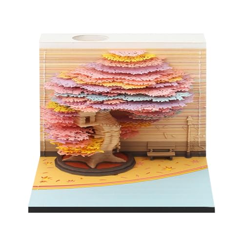 3D-Kalender 2026, Zeitmesserkalender 2026, kreativer Miniatur-Architektur-Papierskulpturen-Kalender, abreißbarer 3D-Notizblock, Papierschnitzerei, Notizblock, Schreibtischdekoration, Vierjahres-Baum von KYNEPSBH