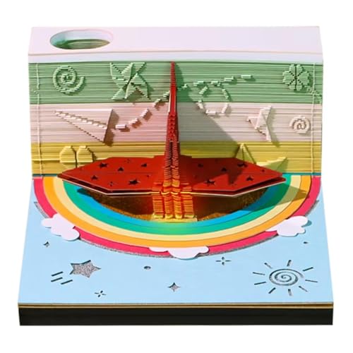 3D-Kunst-Kalender-Notizblock 2026, kreativer 3D-Schreibtischkalender 2026, magischer Zug, 3D-Kunst-Notizblock mit LED-Lichtern, Papierschnitzerei, Haftnotizen, für Büro, Zuhause, dekorative Ornamente von KYNEPSBH