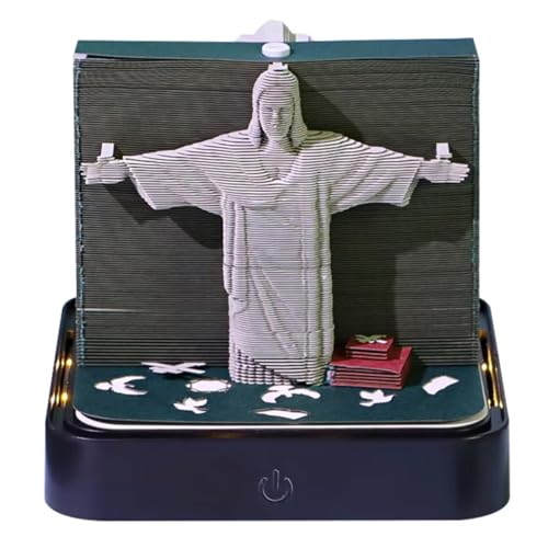 3D-Schreibtischkalender 2026, abreißbarer 3D-Notizblock mit LED-Lichtern, 3D-Kunstkalender, Memo-Block 2026, kreativer DIY-Papierschnitzerei, Skulptur, Zeitmesser, Kalender, für Büro, Zuhause von KYNEPSBH