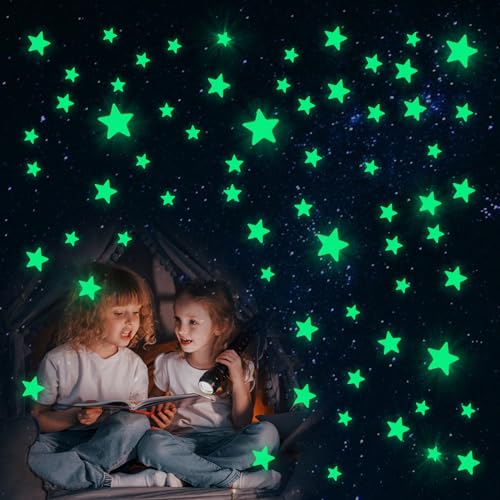 840 Stück Leuchtsterne Kinderzimmer, Sternenhimmel Aufkleber, Leuchtsterne Selbstklebend, Sterne, Im Dunkeln Leuchtende Aufkleber für Die Decken- Und Wanddekoration Im Kinderzimmer von KYNLE
