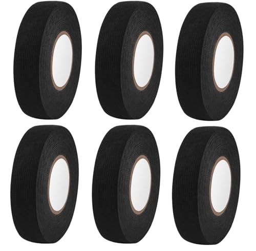 Gewebeband, 6 Stück Auto Kabelbaum Filzband 19 mm x 15 m, 15 mm x 15 m Elektrisches Klebeband, Hitzebeständiges Geräuschdämpfung Selbstklebend Tuch Gewebeband für Motorrad Auto Kabel Befestigt von KYRYD