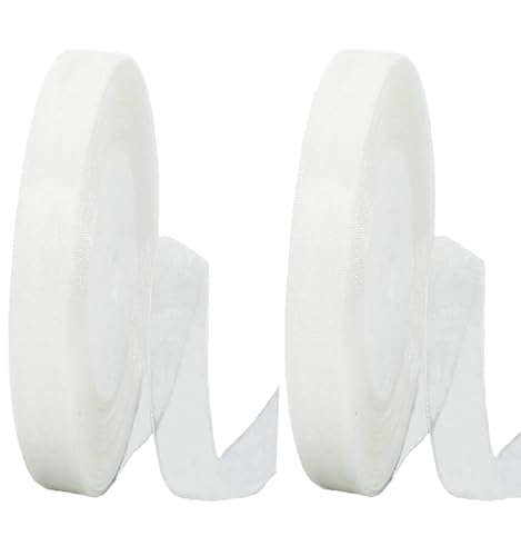 Organza-Chiffonband (1,5 cm x 45 m), transparent, für Hochzeit, Geschenkverpackungen und Bastelarbeiten, für DIY-Dekor, Schleifen, Blumensträuße, 2 Rollen von KYRYD