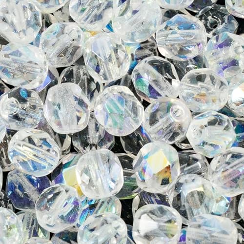 110 Stück Große Glasperlen Zum Auffädeln,10 mm Runde Facettierte Glasperlen, Bunte AB-Farbe Facettierte Perlen,Glasperlen für Armbänder,DIY Schmuckherstellung Armbänder Halskette Handwerk (AB-Farbe) von KYSUN