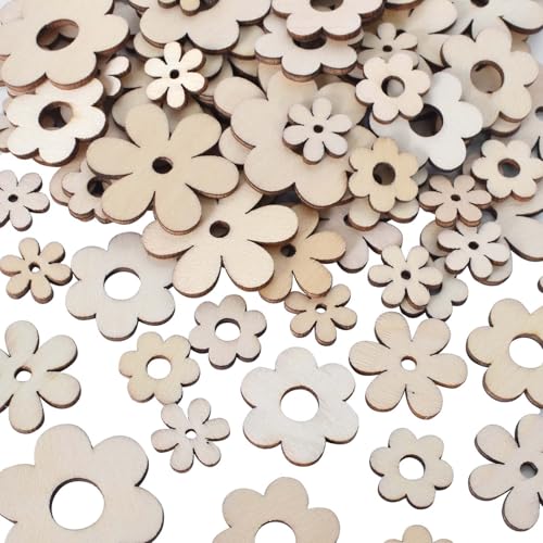 KYSUN 100 Stück Holz Blumen Scheiben, Holzblumen Scheiben, Holz Streuteile, Holzdeko zum Basteln, Holzblumen zum Bemalen, Deko Blumen aus Holz, Holzblumen Deko für DIY Handwerk Scrapbooking KYSUN 100 Stück Holz Blumen Scheiben, Holzblumen Scheiben, Holz Streuteile, Holzdeko zum Basteln, Holzblumen zum Bemalen, Deko Blumen aus Holz, Holzblumen Deko für DIY Handwerk Scrapbooking von KYSUN