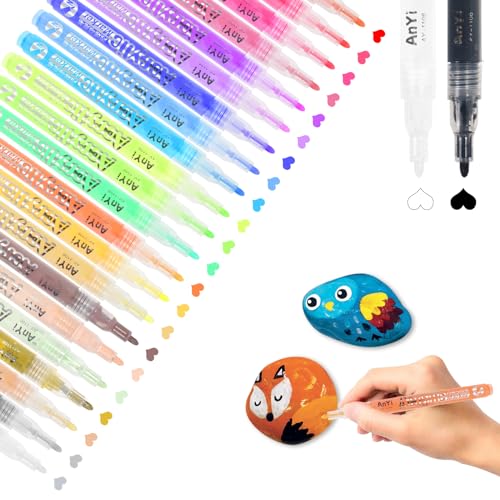 KYSUN 24 Stück Steine Bemalen Stifte,Acrylstifte Wasserfest, Bunt Permanent Marker Glasmalstifte Satz für Holz, Leinwand, Glas, Papier, Keramik KYSUN 24 Stück Steine Bemalen Stifte,Acrylstifte Wasserfest, Bunt Permanent Marker Glasmalstifte Satz für Holz, Leinwand, Glas, Papier, Keramik von KYSUN