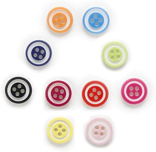 KYUEPONG Harz-Knöpfe,Knöpfe, 100 Stück 4 Löcher 10 Farben gemischte runde Harzknöpfe for Heimdekoration, Kleidung, Nähen, Scrapbooking, Kartenherstellung, DIY, 12 mm KYUEPONG Harz-Knöpfe,Knöpfe, 100 Stück 4 Löcher 10 Farben gemischte runde Harzknöpfe for Heimdekoration, Kleidung, Nähen, Scrapbooking, Kartenherstellung, DIY, 12 mm von KYUEPONG