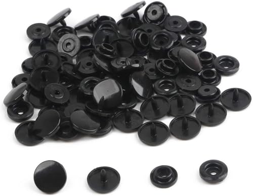 KYUEPONG Harz-Knöpfe,Knöpfe, Kunststoff-Druckknöpfe, 20/50/100/150 Sets, Taschenordner, dunkle Schnalle, Knopf, Harz, Bekleidungszubehör(Black,50set) von KYUEPONG