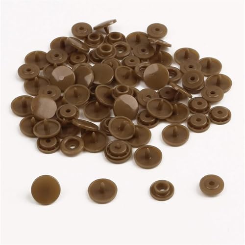 KYUEPONG Harz-Knöpfe,Knöpfe, Kunststoff-Druckknöpfe, 20/50/100/150 Sets, Taschenordner, dunkle Schnalle, Knopf, Harz, Bekleidungszubehör(Brown,100set) von KYUEPONG