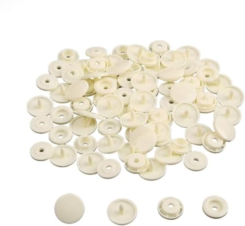 KYUEPONG Harz-Knöpfe,Knöpfe, Kunststoff-Druckknöpfe, 20/50/100/150 Sets, Taschenordner, dunkle Schnalle, Knopf, Harz, Bekleidungszubehör(Ivory,100set) von KYUEPONG