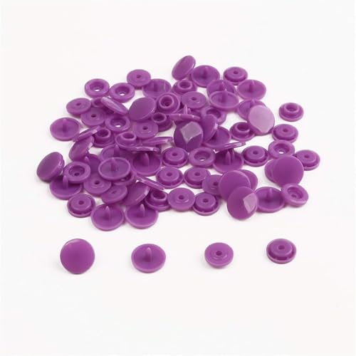 KYUEPONG Harz-Knöpfe,Knöpfe, Kunststoff-Druckknöpfe, 20/50/100/150 Sets, Taschenordner, dunkle Schnalle, Knopf, Harz, Bekleidungszubehör(Purple,100set) von KYUEPONG