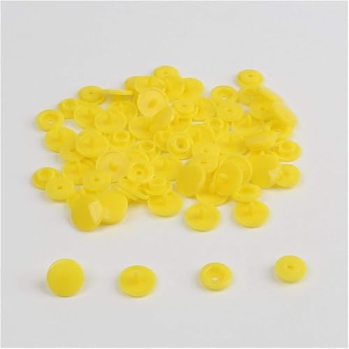 KYUEPONG Harz-Knöpfe,Knöpfe, Kunststoff-Druckknöpfe, 20/50/100/150 Sets, Taschenordner, dunkle Schnalle, Knopf, Harz, Bekleidungszubehör(Yellow,20set) von KYUEPONG