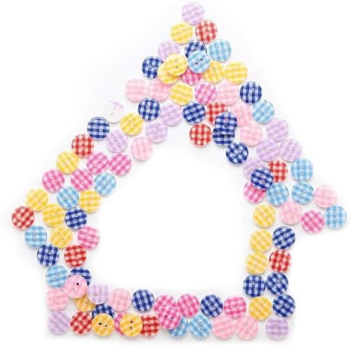 KYUEPONG Harz-Knöpfe,Knöpfe, Mehrfarbig, optional, 50 Stück, 2 Löcher, Gitter-Harzknöpfe, Dekoration, Nähen, Scrapbooking, handgefertigte Kleidung, DIY, Herstellung dekorativer 13 mm(Mixed) von KYUEPONG