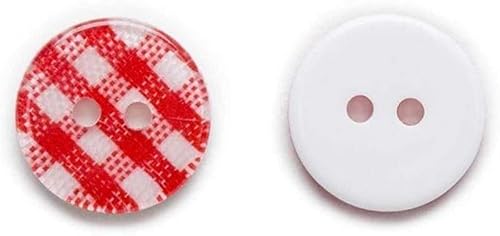 KYUEPONG Harz-Knöpfe,Knöpfe, Mehrfarbig, optional, 50 Stück, 2 Löcher, Gitter-Harzknöpfe, Dekoration, Nähen, Scrapbooking, handgefertigte Kleidung, DIY, Herstellung dekorativer 13 mm(Red) von KYUEPONG