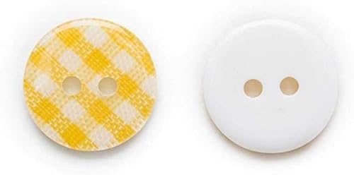 KYUEPONG Harz-Knöpfe,Knöpfe, Mehrfarbig, optional, 50 Stück, 2 Löcher, Gitter-Harzknöpfe, Dekoration, Nähen, Scrapbooking, handgefertigte Kleidung, DIY, Herstellung dekorativer 13 mm(Yellow) von KYUEPONG