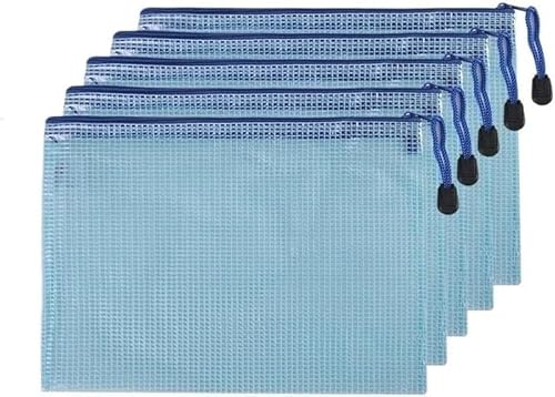 Netz-Reißverschlusstaschen, wasserdichte Reißverschlusstaschen, Netz-Reißverschluss, 10 Stück, A4, A5, A6, Dokumententasche, wasserdichte Aktenordner mit Reißverschluss, Bürobedarf, Federmäppchen, Auf von KYUEPONG