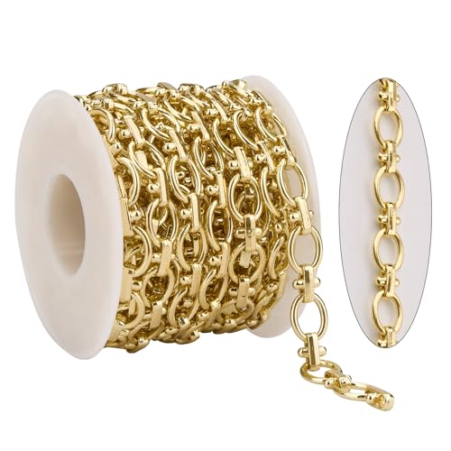KYUNHOO Ovale Kreisglieder, Schmuckkette zur Herstellung von Schmuck, Charms, Armbändern, hellvergoldete Eisenketten zum Basteln, 4,5 m KYUNHOO Ovale Kreisglieder, Schmuckkette zur Herstellung von Schmuck, Charms, Armbändern, hellvergoldete Eisenketten zum Basteln, 4,5 m von KYUNHOO