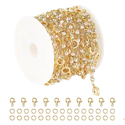 KYUNHOO Vergoldete Halskette, 3,5 m, auf Spule, Perlen, hohler Kreis, Dekoration, massives Messing, Kettenglieder mit Karabinerverschlüssen und Binderingen für Damen, Schmuck, Handwerk, DIY KYUNHOO Vergoldete Halskette, 3,5 m, auf Spule, Perlen, hohler Kreis, Dekoration, massives Messing, Kettenglieder mit Karabinerverschlüssen und Binderingen für Damen, Schmuck, Handwerk, DIY von KYUNHOO