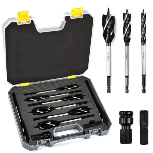 KYYGKY 8 Stück Holzbohrer Schlangenbohrer Holz Hartstahl Reibungsbohrer Holzbearbeitungsbohrer Set mit Gewindeadapter Bohrer set Beton 10mm/12mm/14mm/16mm/18mm/20mm/22mm/25mm für Holzbearbeitung KYYGKY 8 Stück Holzbohrer Schlangenbohrer Holz Hartstahl Reibungsbohrer Holzbearbeitungsbohrer Set mit Gewindeadapter Bohrer set Beton 10mm/12mm/14mm/16mm/18mm/20mm/22mm/25mm für Holzbearbeitung von KYYGKY