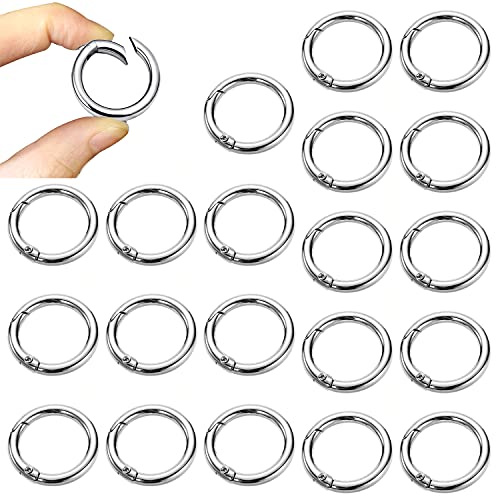 KYYLZ 20 Stück Schlüsselringe Schlüsselring,Schlüsselanhänger Ringe,28mm Edelstahl Federverschluss Rund Frühling O-Ring,Schlüsselring DIY Schlüsselanhänger Zubehö für Schlüssel und Handwerk von KYYLZ