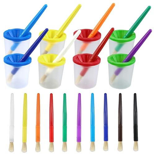 18 Stück Pinsel in 10 Farben und 8 Stück sortierte farbige auslaufsichere Farbbecher, nicht verschütteter Wasserbecher Mischfarbe Topf und Stopper Deckel für Kinder, Schulbedarf, Kunstunterricht 18 Stück Pinsel in 10 Farben und 8 Stück sortierte farbige auslaufsichere Farbbecher, nicht verschütteter Wasserbecher Mischfarbe Topf und Stopper Deckel für Kinder, Schulbedarf, Kunstunterricht von KZNKZN