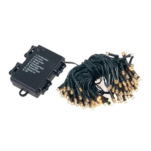 LED Lichterkette für außen und innen mit Batterie | Gesamtlänge ca. 520 cm | 8 Leuchtmodi | Timer | grünes Kabel | batteriebetrieben (warm-weiß, 48 LEDs) von KaMel GmbH