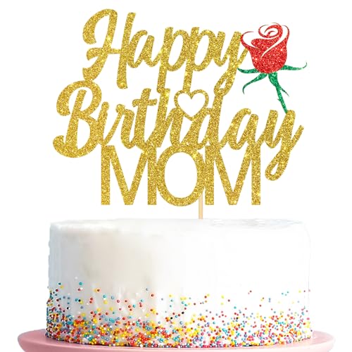 Kaakswa Happy Birthday Mom Cake Topper,Glitter Gold Happy Mother's Birthday Cake Decorations,Best Mom in the World Birthday Party Decorations Kaakswa Happy Birthday Mom Cake Topper,Glitter Gold Happy Mother's Birthday Cake Decorations,Best Mom in the World Birthday Party Decorations von Kaakswa