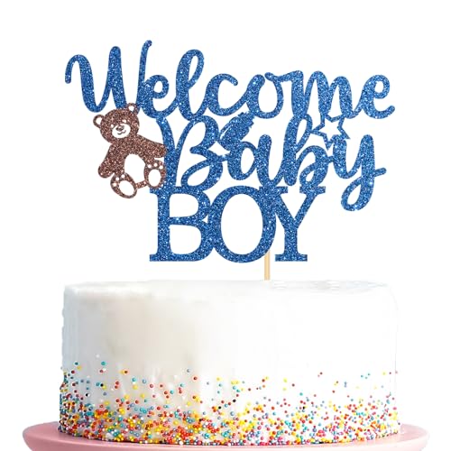 Tortenaufsatz mit Aufschrift "Welcome Baby Boy", Bären-Thema, Geschlechtsoffenbarung, Party-Dekoration, "It's a Boy" Tortenaufsatz mit Aufschrift "Welcome Baby Boy", Bären-Thema, Geschlechtsoffenbarung, Party-Dekoration, "It's a Boy" von Kaakswa
