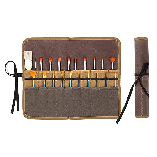 Kaaltisy Pinsel-Etui, Multifunktionale Pinsel Rolled mit 20 Fächern | Braun | Tragbare 16 Unzen Canvas-Aufbewahrungstasche, Geeignet für Aquarellfarben Ölpastellkreiden Bleistifte Kaaltisy Pinsel-Etui, Multifunktionale Pinsel Rolled mit 20 Fächern | Braun | Tragbare 16 Unzen Canvas-Aufbewahrungstasche, Geeignet für Aquarellfarben Ölpastellkreiden Bleistifte von Kaaltisy