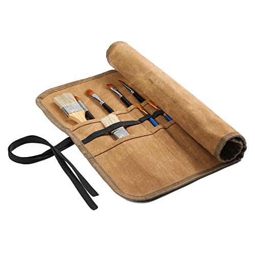 Pinseltasche, Langlebige Stiftrolle aus Gewachstem Segeltuch, pinsel tasche malerei, Pinsel Tasche Malerei with 22 Slots, Khaki Pinseltasche, Langlebige Stiftrolle aus Gewachstem Segeltuch, pinsel tasche malerei, Pinsel Tasche Malerei with 22 Slots, Khaki von Kaaltisy