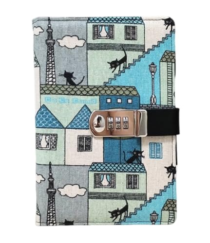 Cheerlife A5 Tagebuch mit Passwort Herz Notizbuch für Geschenke Notizblock Reisetagebuch mit Zahlenschloss 260 Seiten Liniertes Papier (Haus) von Kabelife