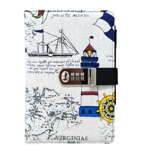 Cheerlife A5 Tagebuch mit Passwort Herz Notizbuch für Geschenke Notizblock Reisetagebuch mit Zahlenschloss 260 Seiten Liniertes Papier (Leuchtturm) von Kabelife