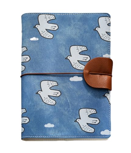 Kabelife A5 Nachfüllbarer 6 Löcher Binder Notizbuch Cartoon Muster Einband Ringbuch Portfolio mit Innentaschen-100g Papier für Schule Arbeit Reisen (Blau) von Kabelife