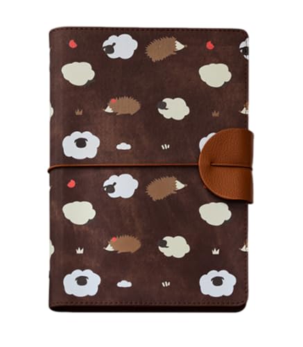 Kabelife A5 Nachfüllbarer 6 Löcher Binder Notizbuch Cartoon Muster Einband Ringbuch Portfolio mit Innentaschen-100g Papier für Schule Arbeit Reisen (Braun) von Kabelife