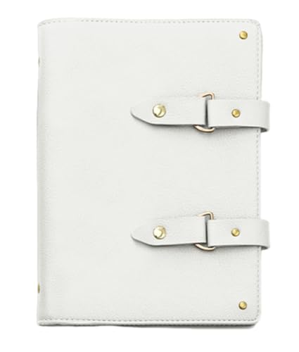 Kabelife PU Leder Notizbuch A5 Nachfüllbarer 6 Löcher Binder Ringbuch 80 Blätter / 160 Seiten Einband Ringbuch Tagebuch für Schule Arbeit Reisen (Weiß) von Kabelife