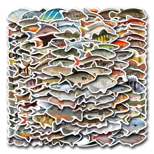 Kabwea 110 Stück Aufkleber mit Tiefseefischen, Wasserflaschenaufkleber, Meereslebewesen, Stickerbuch Erwachsene, Meerestiere, Lesen Zubehör von Kabwea