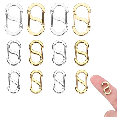 Kabwea 12 Stück Doppelte Öffnung Kettenverkürzer, Karabinerverschluss, Schmuckverschluss, Armband Verbinder, Edelstahl Kettenverschluss, S-Schloss von Kabwea