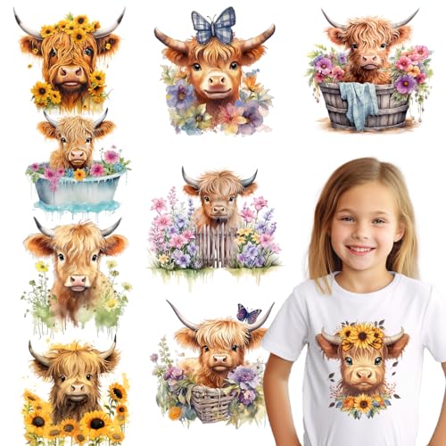 Kaciola 9 Blatt Highland Cow Bügelbilder, niedliche Kuh DTF Transfers fertig zum Drücken, Aufbügeln für T-Shirts, Hoodie, DIY Handwerk Kaciola 9 Blatt Highland Cow Bügelbilder, niedliche Kuh DTF Transfers fertig zum Drücken, Aufbügeln für T-Shirts, Hoodie, DIY Handwerk von Kaciola