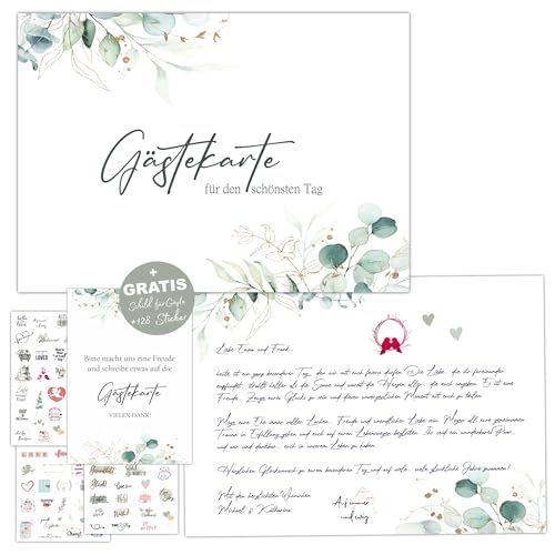 Kackspecht 50 Zauberhafte Gästekarten für die Hochzeit im Boho Vintage Style inklusiv Hochzeitsstickern und Schild alternative Gästebuch Hochzeit von Kackspecht