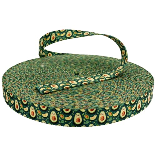 Kacperek - Gurtband Polyester - mit Aufdruck - Stark für DIY Abschleppseile und Gepäckgurt - Gewebeband - Gurtbänder für Taschen, Rucksack Band, Gürtel - 10m Lang - Breite 25mm - Avocado von Kacperek