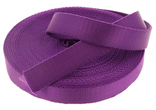 Kacperek - Gurtband Polypropylen - Glatt und 50m Lang - Stark für DIY Abschleppseile und Gepäckgurt - Gewebeband - Gurtbänder für Taschen, Rucksack Band, Gürtel - Breite 20mm - Lila von Kacperek