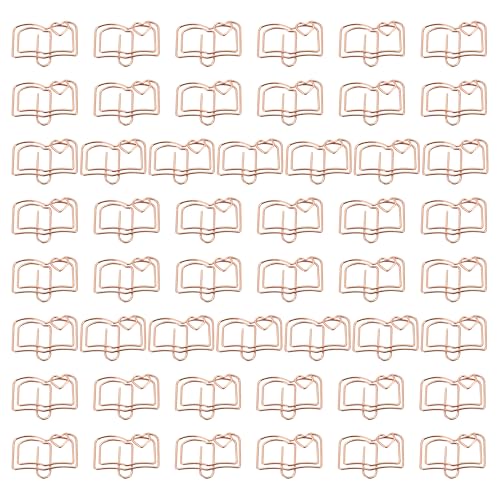 50 Stück Büroklammern Buchförmige-Form, Papierklammern aus Metall, Kreative Lesezeichen Büroklammern, Büroklammern Papier Clips, Schreibwaren Klammern für Büro, Schule, Hochzeit, Dekoration von Kacrilidi
