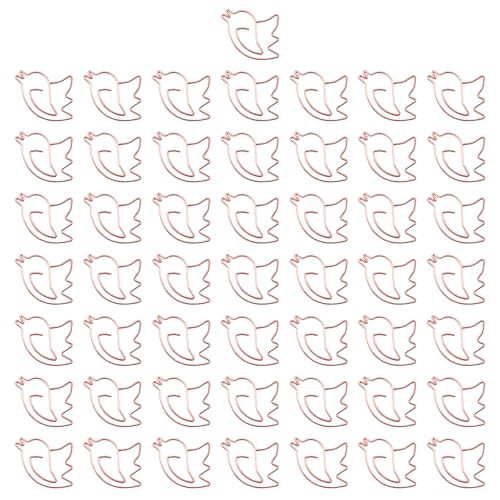 50 Stück Metall Büroklammern in Vogelform, Rose Gold Tierform Büroklammern, Kreative Lesezeichen Büroklammern, Büroklammern Papier Clips, Schreibwaren Klammern für Büro, Schule, Hochzeit, Dekoration von Kacrilidi