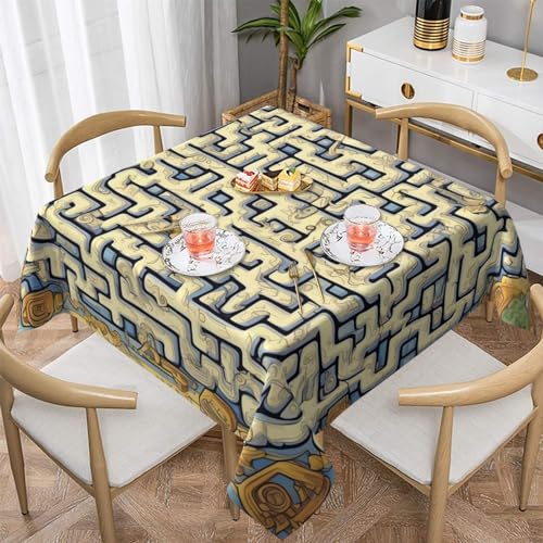 KadUe Labyrinth Schatzkarte, waschbare Tischdecke für Küche und Esszimmer, wasserabweisende Mikrofaser-Tischdecke von KadUe