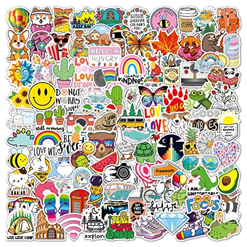 100 Stück Aufkleber Aesthetic Sticker Set, VSCO Cute Vinyl Decals Kawaii Stickers für Motorrad Laptop Koffer Skateboard Notebook Scrapbook Fahrrad Gitarre MacBook iPad von Kaderas