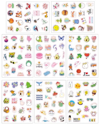 160 Stk Klein Aesthetic Aufkleber für Kinder Teenager Erwachsene, Niedliche Vinyl Sticker für Scrapbook Laptop Telefon Kindle Fotoalbum von Kaderas