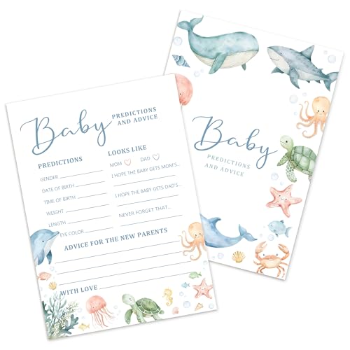 25 x Baby-Vorhersagekarten, Babyparty-Party-Spiele-Ratschläge-Karte (Meerestiere) von Kaderas