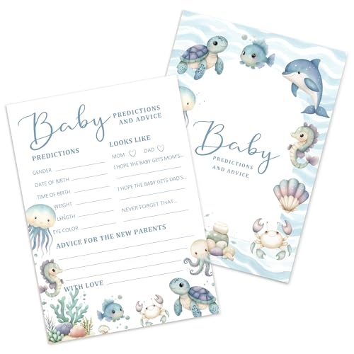 25 x Baby-Vorhersagekarten, Babyparty-Party-Spiele-Ratschläge-Karte (Ozeantiere) von Kaderas